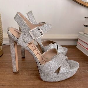 Sam Edelman Sparkly Silver Heels Size 8